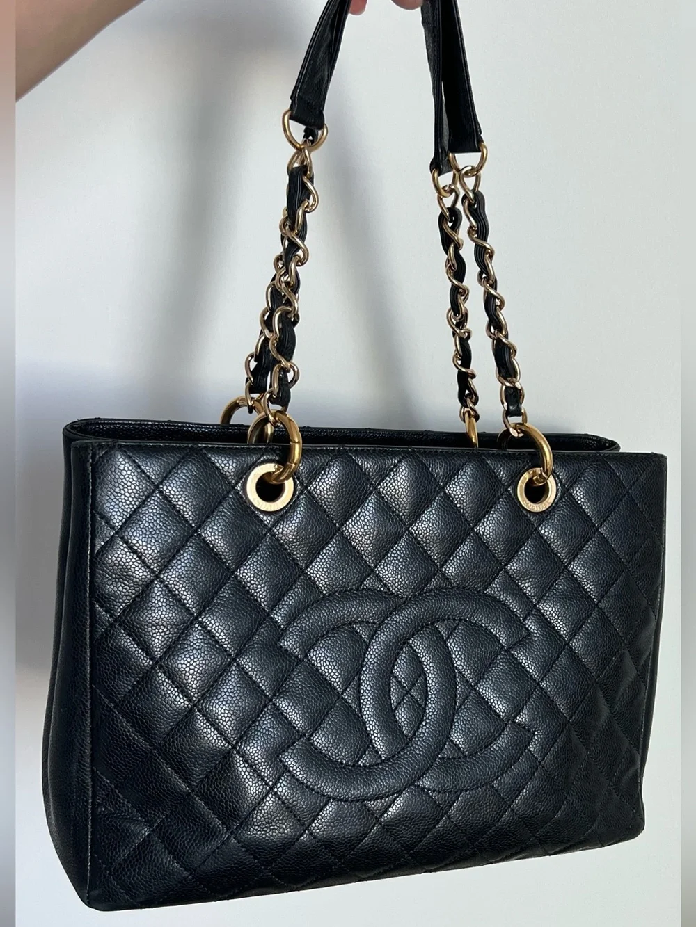 Chanel grand shopping tote in black caviar